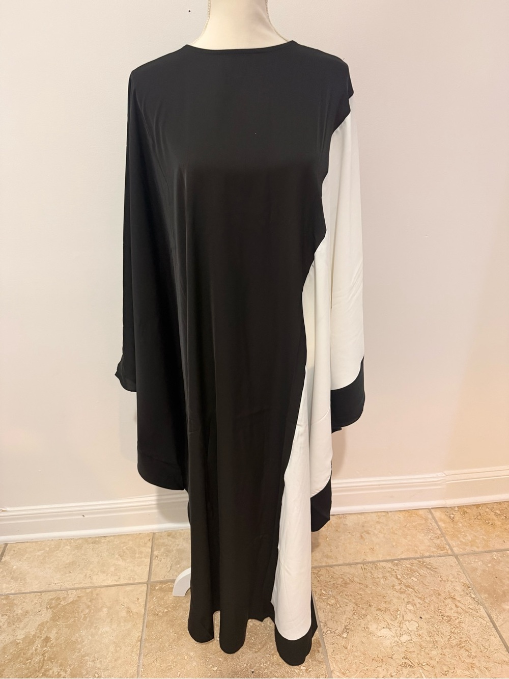Black and White Maxi Dress with Color-Block Detail
